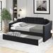 Twin Size Upholstered Daybed with Trundle, Curved Back Design