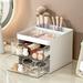 Yesbay Desktop Storage Box Transparent Visible High Capacity Multi-compartments Storage Multi-functions Desktop Makeup Drawer Organizer for Bedroom