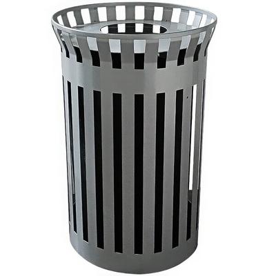 Wausau Tile MF3398 36 Gallon Tall Flat Steel Round Trash Can with Wide Aluminum Funnel Lid