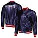 Men's The Wild Collective Navy New England Patriots Metallic Bomber Full-Snap Jacket