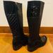 Burberry Shoes | Burberry Black Quilted Leather Tall Zip Riding Boots Classic 37.5 / Us 7.5 | Color: Black/Gold | Size: 7.5