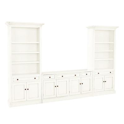 Casa Florentina Josephina 3-Piece Media Console with Cabinet Bookcases - Saturated Snow White - Ballard Designs