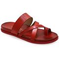 36 Rot Emmanuela Bequeme flache Sandalen aus rotem Leder, Toe-Ring Summer Red-Schuhe im griechischen Stil, Sandalen mit offener Zehen, X Strap Sandalen mit Fußgewölbestütze