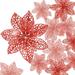 Glitter Christmas Poinsettia Flowers Artificial Xmas Tree Ornaments Decorations Pack of 24