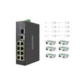 LINOVISION Industrial 8-Port EOC & POE Switch with 6pcs EOC Transmitters, Long Reach PoE Over Coax or UTP Cable, Simplified Wiring, Upgrading Analog System to IP Surveillance System