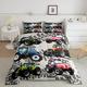 Loussiesd Tractors Comforter Boys Cartoon Construction Tractor Duvet Insert/Quilt Kids Vehicles Truck Car Bedding Set for Children Teens Nursery Red Blue Green Cars Duvet Set Double Size