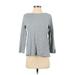 J.Crew Long Sleeve T-Shirt: Crew Neck Covered Shoulder Gray Tops - Women's Size Small