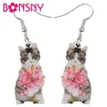 Bonsny – boucles d'oreilles en acrylique pour la saint-valentin bijoux en forme de chat poils