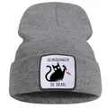 Bonnet chat noir Schrodinger Is Frequency chapeau Harajuku casquettes de bonnet document solide