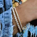 Bracelet de Tennis Hip Hop tendance AAA + zircon cubique couleur argent pour adolescente fille