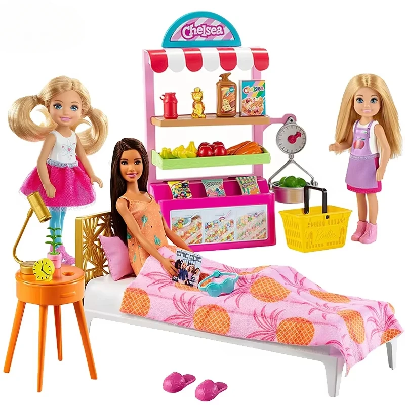 Poupées de jeu de rôle Barbie Club originales pour filles, série StephanMini Kelly, simulation de détente de la vie, jouets de temps de lit, cadeau de famille princesse