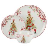 Gibson Home Festive Tree 12 Piece Porcelain Dinnerware Set - 12 Pieces