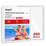 200 Sheets Koala Premium Photo Paper 8.5X11 Glossy Inkjet Photo Paper 48lb 10Mil Professional Photograph Paper for HP Epson Canon Printers w/ Dye Ink 180gsm