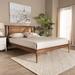 Corrigan Studio® Ambe Modern Transitional Walnut Finished Wood & Synthetic Rattan King Size Platform Bed Wicker/Rattan in Brown | Wayfair