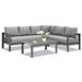 4 Pieces Outdoor Aluminum Furniture Set Patio Sectional Sofa Couch - Conversation Set with Coffee Table and Sofa Gray