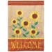 East Urban Home Sunflowers Welcome 2-Sided Polyester 42 x 29 in. House Flag in Brown/Orange/Red | 42 H x 29 W in | Wayfair