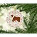 The Holiday Aisle® English Bulldog Merry Christmas Hanging Figurine Ornament Ceramic/Porcelain in Brown/White | 2.8 H x 2.8 W x 0.15 D in | Wayfair