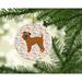 The Holiday Aisle® Brussels Griffon Merry Christmas Hanging Figurine Ornament /Porcelain in Brown/Pink/White | 2.8 H x 2.8 W x 0.15 D in | Wayfair