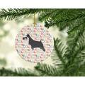 The Holiday Aisle® Miniature Schnauzer Merry Christmas Hanging Figurine Ornament /Porcelain in Black/Green/Pink | 2.8 H x 2.8 W x 0.15 D in | Wayfair