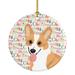 The Holiday Aisle® Pembroke Corgi Red & White Christmas Hanging Figurine Ornament /Porcelain in Brown/Red/White | 2.8 H x 2.8 W x 0.15 D in | Wayfair