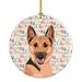 The Holiday Aisle® German Shepherd 1 Hanging Figurine Ornament Ceramic/Porcelain in Black/Brown/Pink | 2.8 H x 2.8 W x 0.15 D in | Wayfair