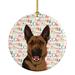 The Holiday Aisle® German Shepherd 2 Hanging Figurine Ornament Ceramic/Porcelain in Black/Brown/Pink | 2.8 H x 2.8 W x 0.15 D in | Wayfair