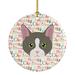 The Holiday Aisle® Brazilian Shorthair Cat Christmas Hanging Figurine Ornament /Porcelain in Gray/Green/Pink | 2.81 H x 2.81 W x 0.15 D in | Wayfair