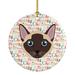 The Holiday Aisle® Tonkinese Cat Hanging Figurine Ornament Ceramic/Porcelain in Brown/Red | 2.8 H x 2.8 W x 0.15 D in | Wayfair