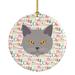 The Holiday Aisle® Chartreux Cat Hanging Figurine Ornament Ceramic/Porcelain in Brown/Gray/Red | 2.8 H x 2.8 W x 0.15 D in | Wayfair