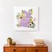 The Holiday Aisle® Happy Easter Floral Bunny by Unknown - Wrapped Canvas Graphic Art Canvas in Green/Indigo | 16 H x 16 W x 1.25 D in | Wayfair