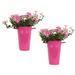 Gracie Oaks Galvanized Steel Pot Planter Metal in Pink | 12 H x 7 W x 7 D in | Wayfair 69C415E11E8E434D9C3A1F0DCEC05B00