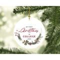 The Holiday Aisle® Round Porcelain Christmas Tree Ornament Gift, First Christmas In College, Christmas Gifts /Porcelain in White | Wayfair