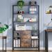 17 Stories 66.93" H x 39.37" W Iron Etagere Bookcase in Black/Brown/Yellow | 66.93 H x 39.37 W x 15.75 D in | Wayfair