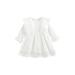 Infant Baby Girls Fall Dress Solid Color Cotton Blend Round Neck Ruffled Long Sleeve Lace Hem A-Line Dresses