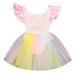 Baby Kid Sequined Rainbow Dress Toddler Romper Princess Girl Lace Sleeveless Girls Dress&Skirt Baby Girl Flower