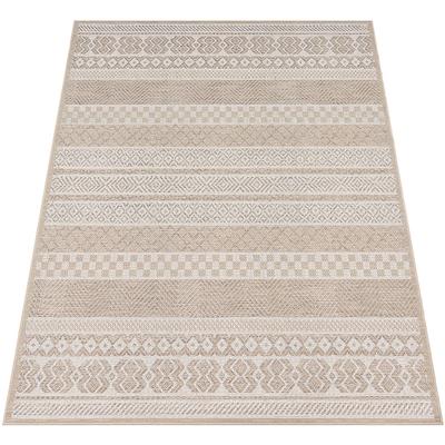 Teppich PACO HOME "Vermont 183", beige, B:300cm H:4mm L:400cm, Polypropylen, Teppiche, Flachgewebe, modernes gestreiftes Design, In- und Outdoor geeignet Image