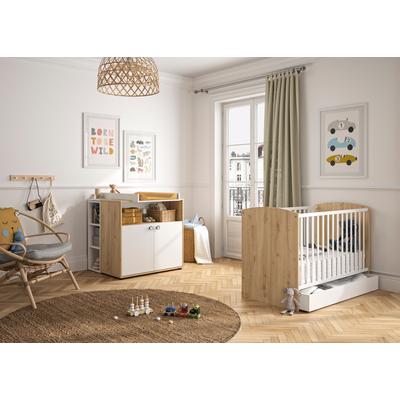 Bettschubkasten GALIPETTE "Arthur", weiß, B:72cm H:14cm, Spanplatte, Schubladen, Schublade mit Rollen für das Babybett Image