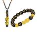 XCSM 4 pcs Feng Shui Pi Xiu Black Obsidian Bracelet Necklace Set Chinese Pi Yao Wealth Good Luck Stone Bead Amulet Bracelets Adjustable Necklace for Women Men E6E2