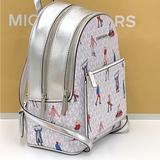 Michael Kors Bags | Michael Kors Jet Set Girls Adina Medium Backpack Mk Bright White Silver Multi | Color: Red/Silver | Size: Medium 9.5" (L) X 11.5"(H) X 5"(D)