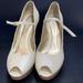 Jessica Simpson Shoes | Jessica Simpson Peep Toe Platform With Stacked Heel Size 10 | Color: Cream/Tan | Size: 10