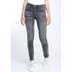 Skinny-fit-Jeans GANG "94MORA" Gr. 30, N-Gr, schwarz (black used) Damen Jeans Röhrenjeans mit 3-Knopf-Verschluss und Passe vorne