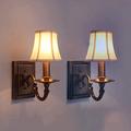 Ahzhlb 2 Pack Retro Fabric Wall Lamps, Antique Copper Iron Lamp Body Wall Sconces, Knitted Octagonal Lampshade, E14 Bronze Wall Lights for Bedroom Bedside, Dining Room, Living Room