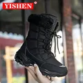 YISHEN – bottes de neige à lacets pour Femme de haute qualité garde au chaud mi-mollet