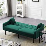 Futon Sofa Bed Convertible Couch Bed with Armrests Modern Living Room Velvet Sofa Bed, Folding Recliner Futon Couch Sleeper Set