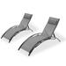IVV 2PCS Set Chaise Lounges Outdoor Lounge Chair Lounger Recliner Chair For Patio Lawn Beach Pool Side Sunbathing Dark Gray