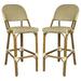 Home Square Resin Wicker Patio Bar Side Stool in Cream & Chocolate - Set of 2