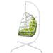 Swing Egg Chair with Stand Indoor Outdoor C Type bracket with cushion and pillow Patio Wicker folding Hanging Chair for Patio Porch Backyard Balcony- White