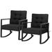 Gymax 2PCS Outdoor Wicker Rocking Chair Patio Rattan Single Chair Glider w/ Black Cushion