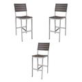 Home Square Aluminum Frame Patio Bar Side Stool in Espresso - Set of 3