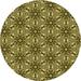 Ahgly Company Machine Washable Indoor Round Transitional Golden Brown Yellow Area Rugs 3 Round